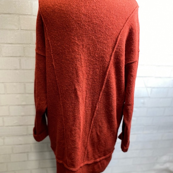 Free People Eucalyptus Wool Blend Cardigan Brick Red Heather XS OVERSIZED - Picture 11 of 16